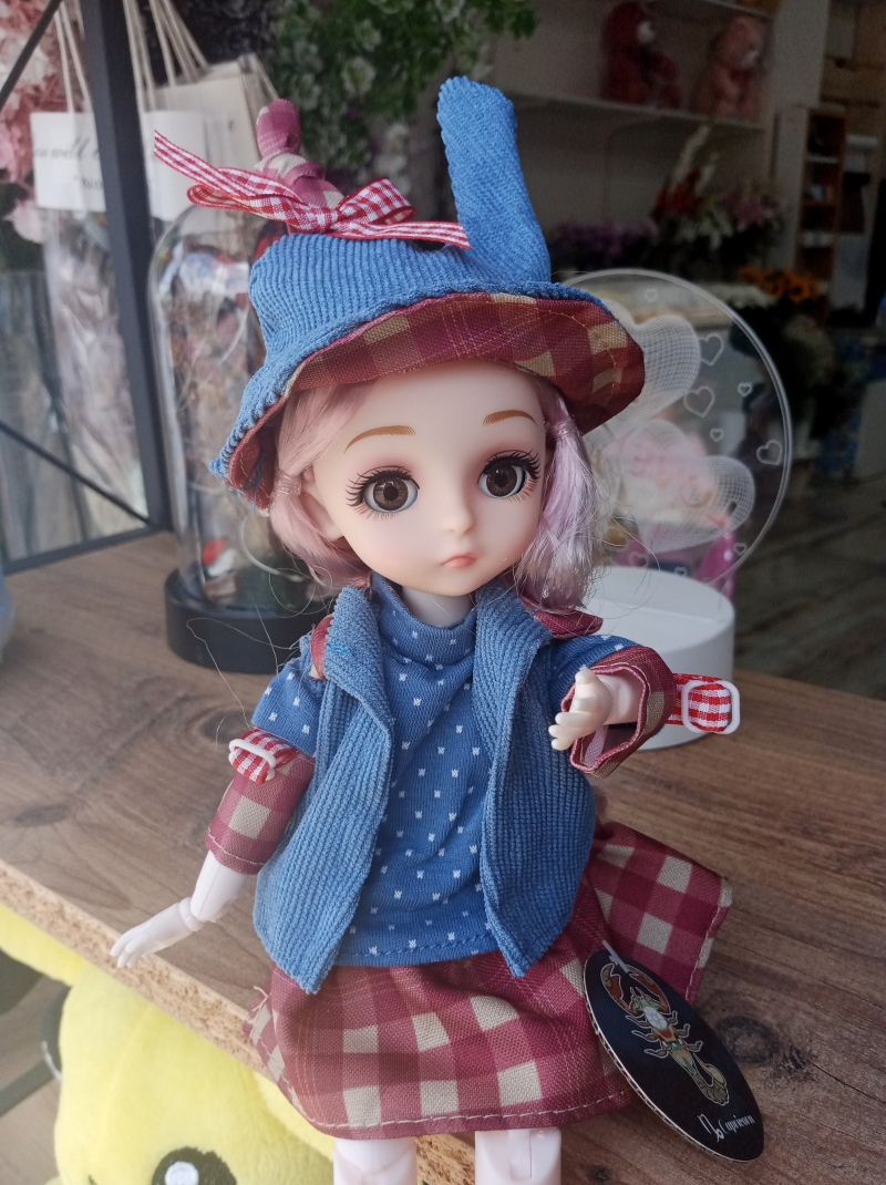 Mavi şapkalı Oyuncak bebek 