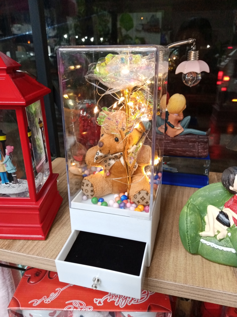 Ayı ve ışıklı takı kutusu 